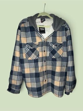 Original Deluxe Hooded Plaid Jacket - Navy & Cream